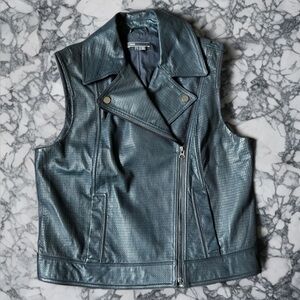 Vince Grey Perforated Leather Vest – Size L
